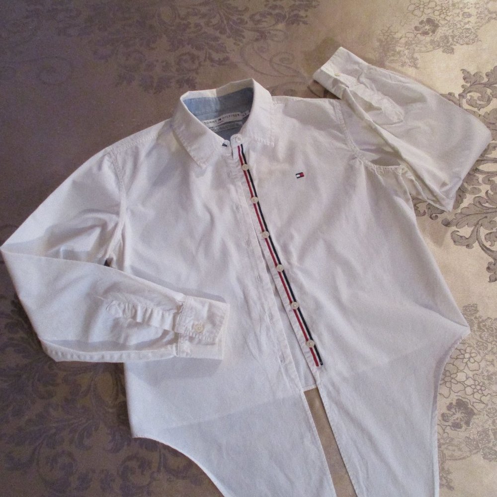 TOMMY HILFIGER JEANS WHITE WAIST TIE TOP - Picture 9 of 16